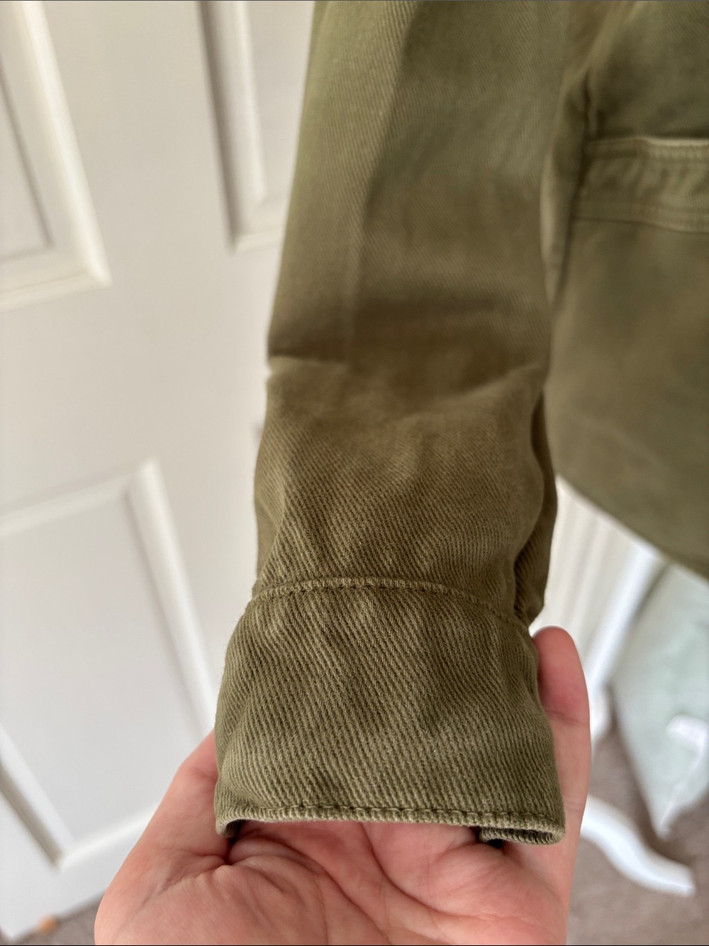 Sezane Will XXS Olive denim Utility Jacket with Button Front chore jacket - Picture 7 of 11